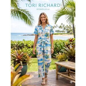 Tori Richard Honolulu Postcards-Kit Jumpsuit - NWT Size L